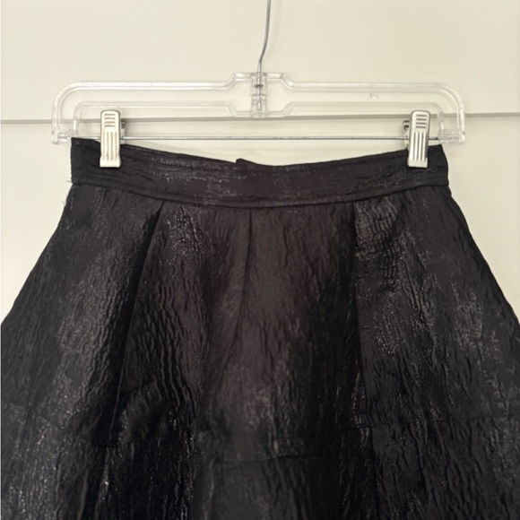 H&M Black Jacquard A-Line Midi Skirt Textured Full Elegant Evening Wear Sz 2 - Picture 9 of 12
